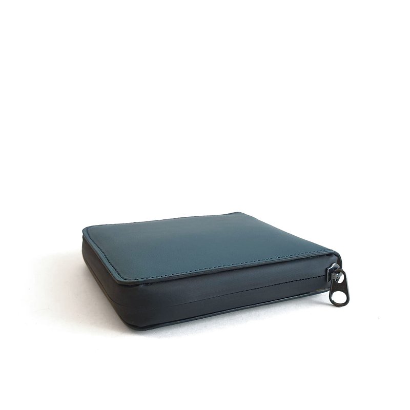 Solid square /Navy (Greenish blue) - กระเป๋าสตางค์ - หนังแท้ สีน้ำเงิน