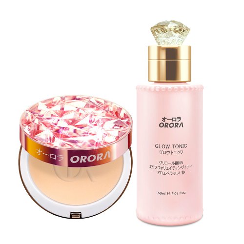Ororaオーロラ 日本Orora 膠原霧緻控油粉餅+嫩肌去角質精華水150ml