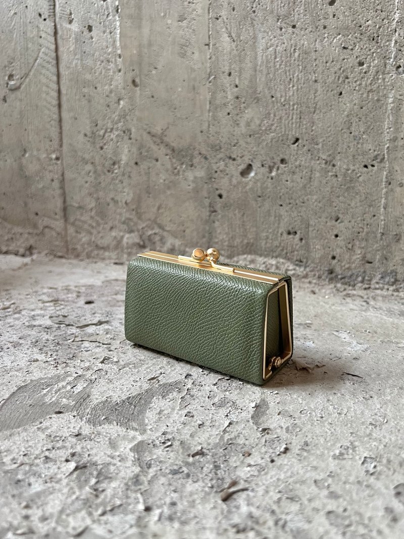 小箱包 酪梨綠 義大利精品牛皮 口金盒 印章包 飾品收納 零錢包 - 零錢包/小錢包 - 真皮 綠色