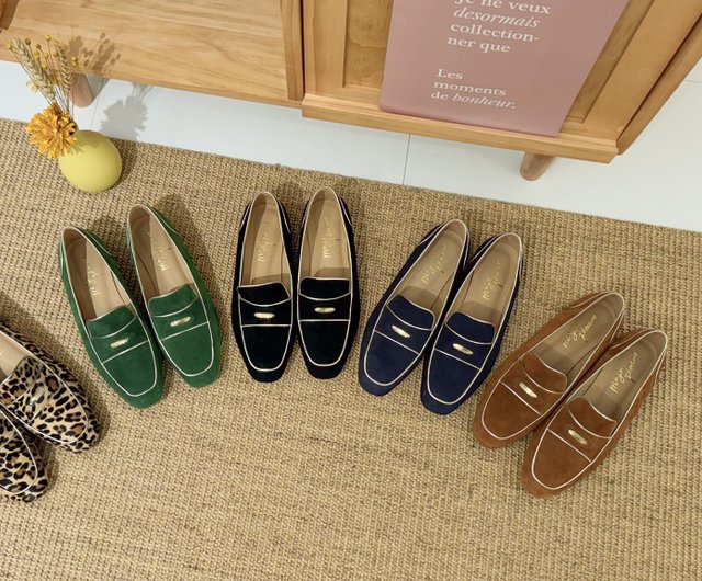 Lucky Lucky Shoes! ゴールドパイピングフェザーローファー ヒョウ柄