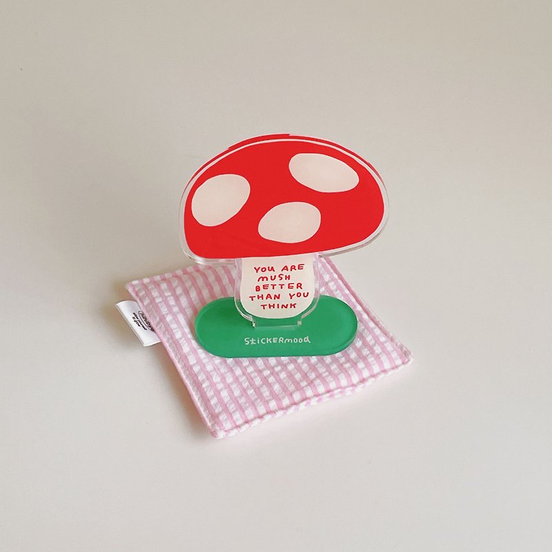 Mushroom acrylic stand - 擺飾/家飾品 - 其他材質 紅色