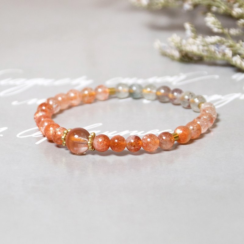 Orange Star Sand Natural Stone Crystal Bracelet Red Rabbit Fur Arusha - Bracelets - Crystal Orange