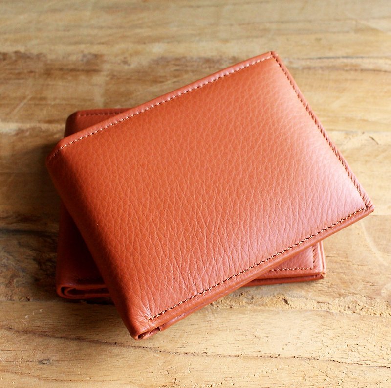 Wallet - Bifold - Tan (Genuine Cow Leather) / Small Wallet  / 钱包 / 皮包 - Wallets - Genuine Leather Brown