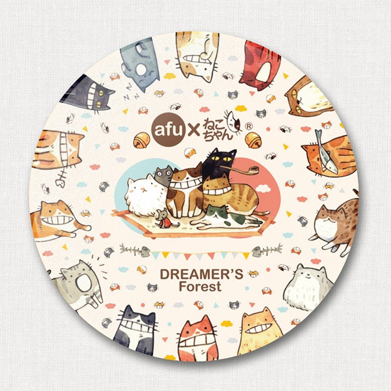 afu ceramic absorbent coaster-a hundred lives of cats 1-together - ที่รองแก้ว - ดินเผา 