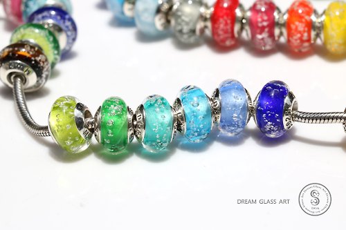 Dream Glass Art 骨灰/毛髮琉璃珠-透明-大地森林系-單顆價格*訂製骨灰琉璃珠