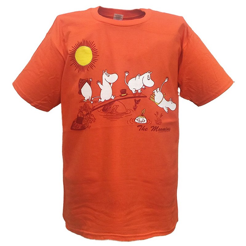 Moomin 噜噜 米 Authority-T-Shirt 【The Moomins】 Adult Short Sleeve T-shirt - เสื้อยืดผู้หญิง - ผ้าฝ้าย/ผ้าลินิน สีแดง