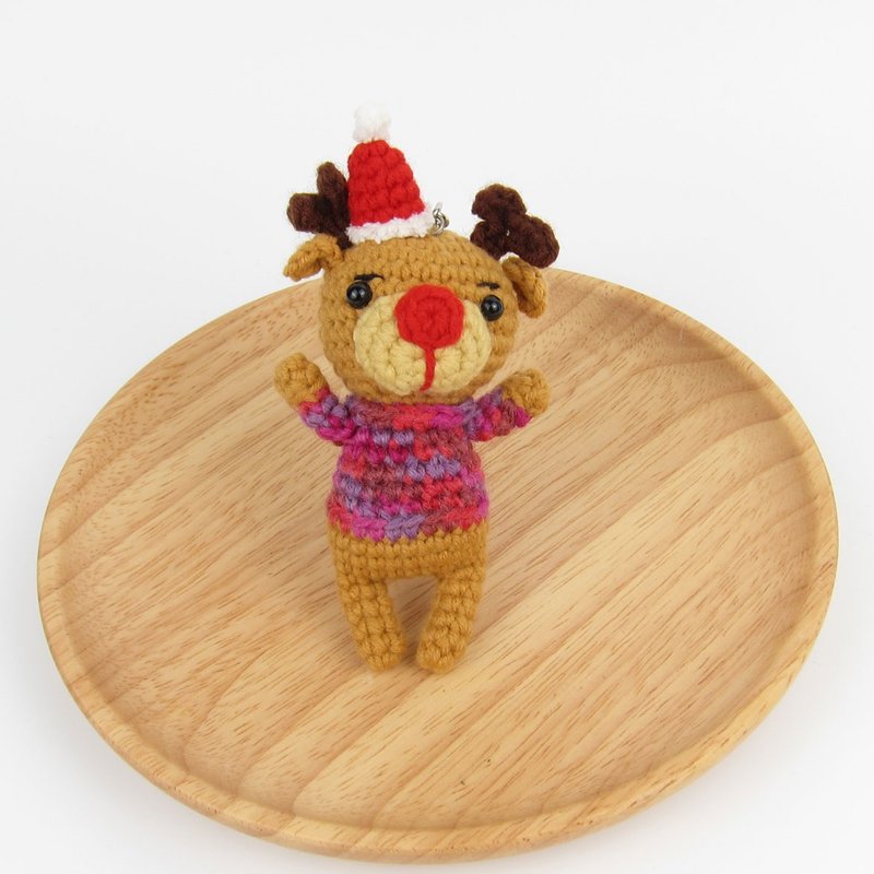 [Christmas-Emergency Gift] Red-nosed Elk/Keychain - Stuffed Dolls & Figurines - Other Man-Made Fibers Multicolor