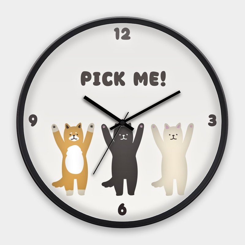 柴犬 Pick me 台灣製30CM靜音掃描掛鐘 030 - 時鐘/鬧鐘 - 塑膠 卡其色