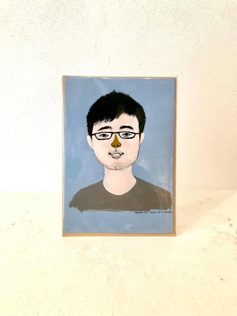 Unique art style custom portrait-1 person like Yan painted portrait birthday/Valentine's Day/wedding/Christmas - ภาพวาดบุคคล - กระดาษ สีน้ำเงิน
