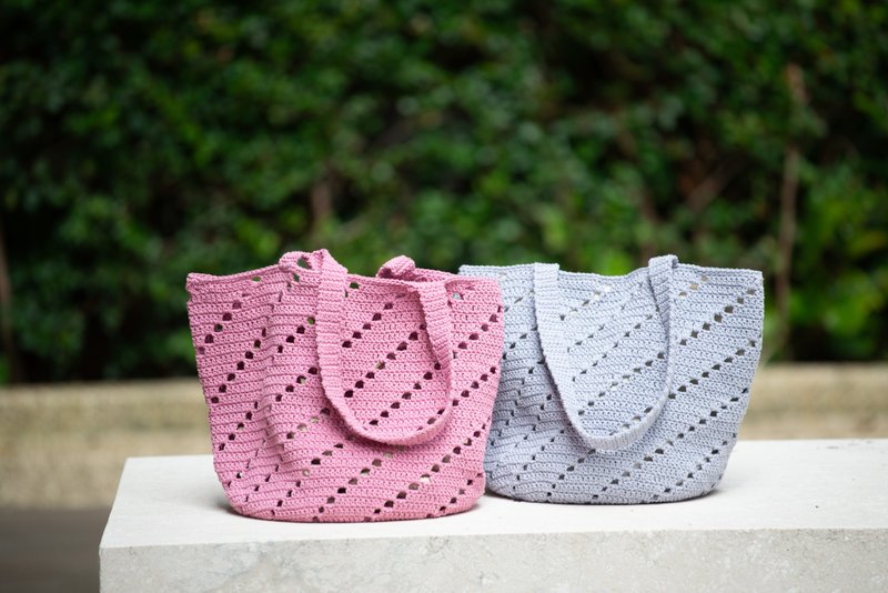 Twill tote bag natural cotton thread weaving - กระเป๋าแมสเซนเจอร์ - ผ้าฝ้าย/ผ้าลินิน 