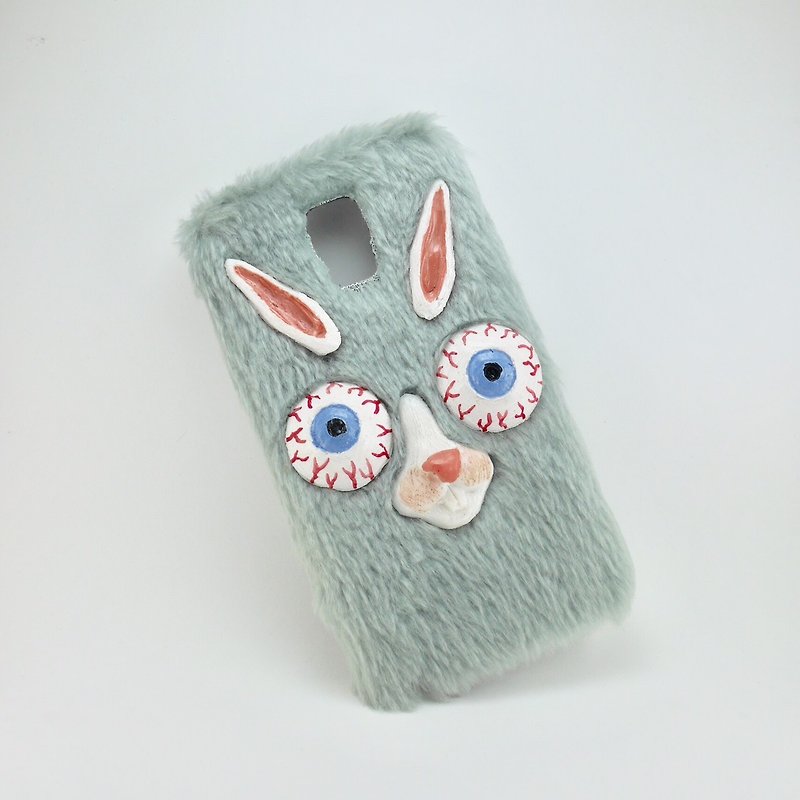 毛絨絨手機殼-嚇到的灰色小兔 - 手機殼/手機套 - 其他材質 