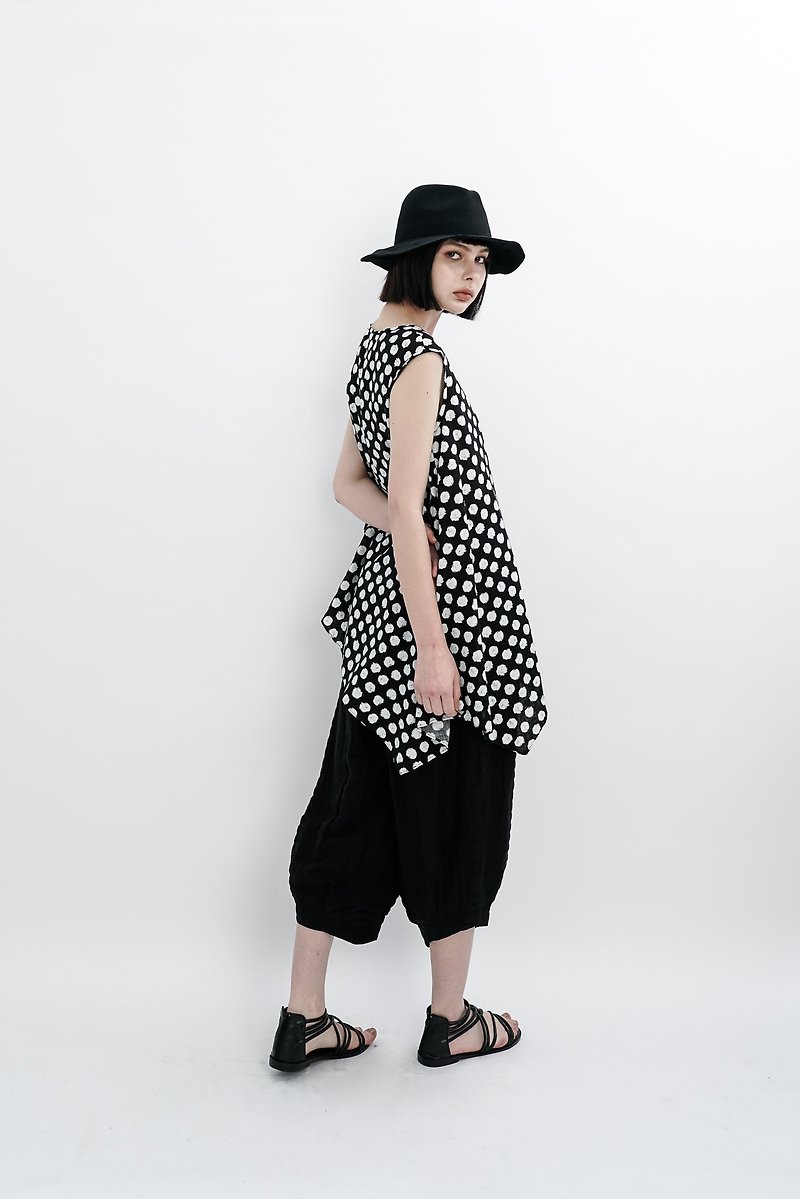 Seersucker. Striped silk Linen trousers. Spring Summer | Ysanne - กางเกงขายาว - ผ้าฝ้าย/ผ้าลินิน สีดำ