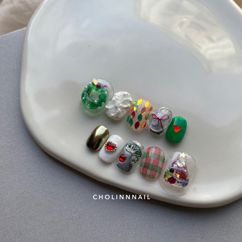 K09霓光冬季節—客製化手作穿戴式美甲片 - 其他 - 其他材質 多色