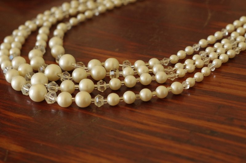 古董1970年代日本製串珠珍珠多鍊漸層項鍊  N300 - 項鍊 - 其他金屬 金色