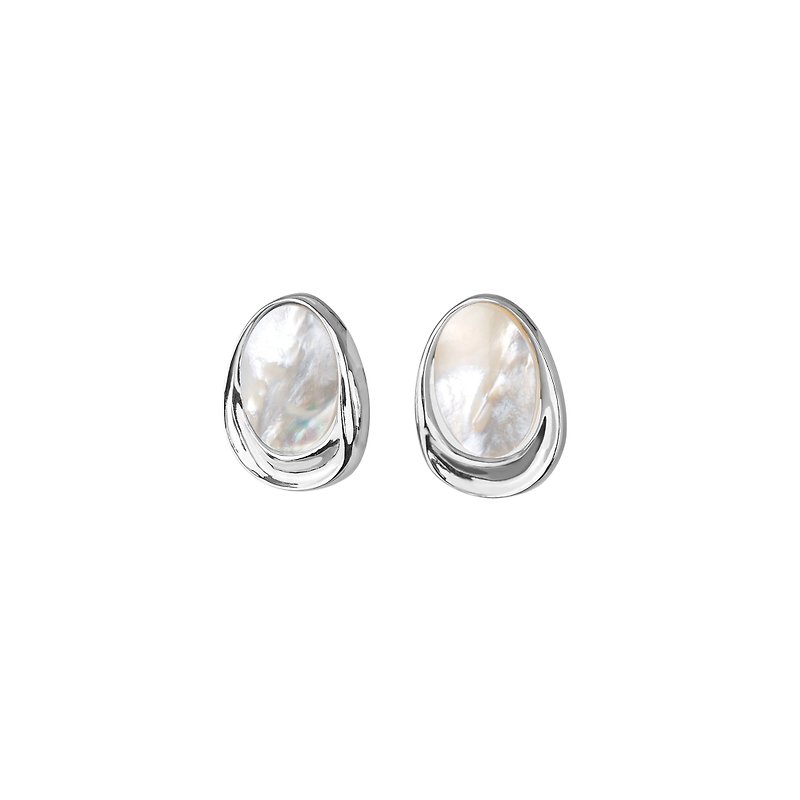 Geometry-Oval Earrings - Earrings & Clip-ons - Pearl Silver