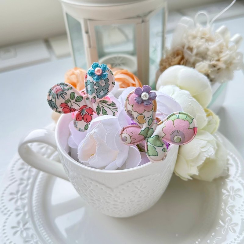 Exclusive Butterfly Cute Children's Girls Hairpins Hair Accessories Mini Clip Set - Teal and Pink - เครื่องประดับผม - วัสดุอื่นๆ สึชมพู