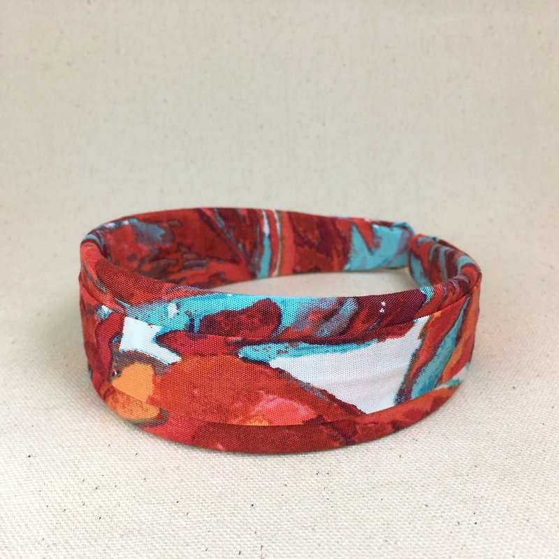 Mr.Tie hand-stitched headbands Handmade Headbands number 013 - เครื่องประดับผม - ผ้าฝ้าย/ผ้าลินิน สีแดง