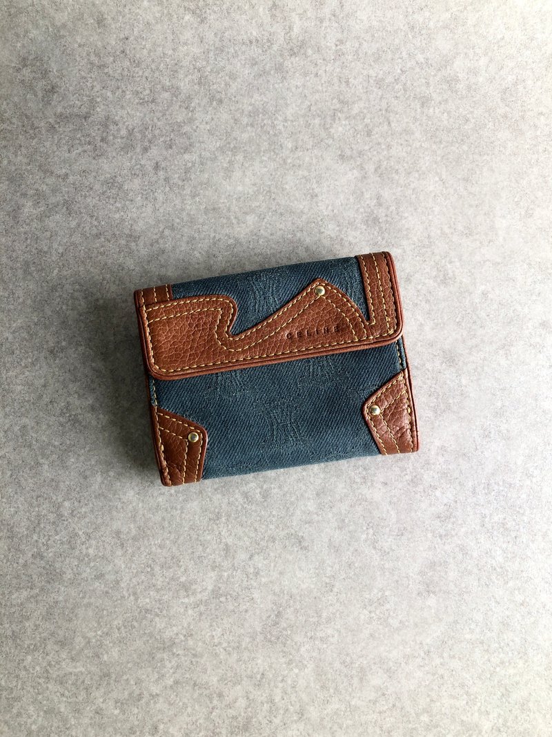 【 日本直送　名牌中古包 】CELINE セリーヌ 財布 インディゴ パリマカダム デニム vintage ヴィンテージ オールド 2tgj6p - 錢包/皮夾/長短夾 - 棉．麻 藍色