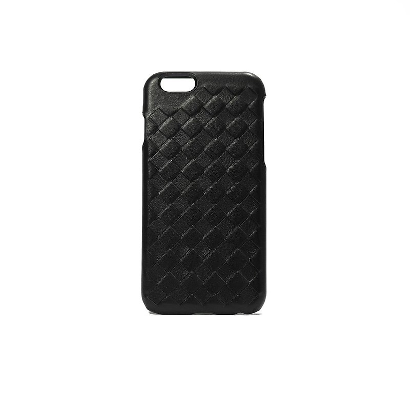 Black sheepskin woven iPhone 6s phone shell - Phone Cases - Genuine Leather Black