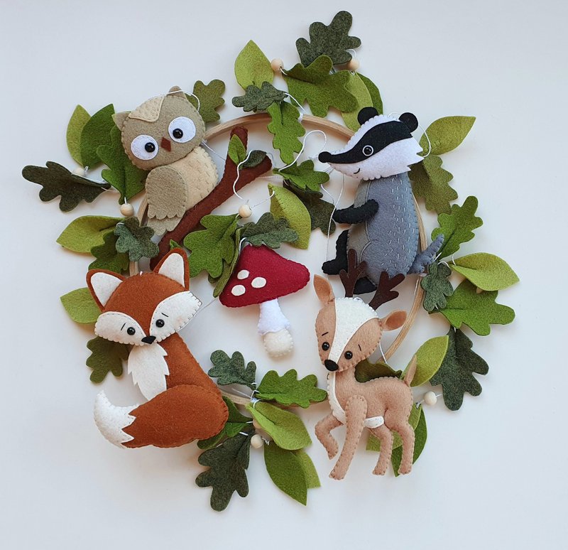 Woodland baby mobile, forest mobile, nursery woodland animals, new baby gift - 寶寶/兒童玩具/玩偶 - 環保材質 