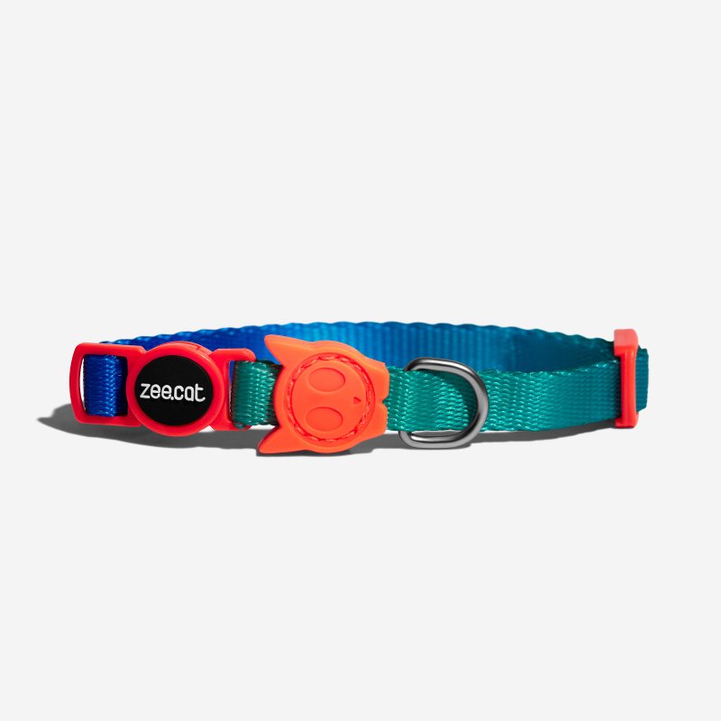 zee.cat blue tidal cat collar safety collar - Collars & Leashes - Cotton & Hemp Multicolor