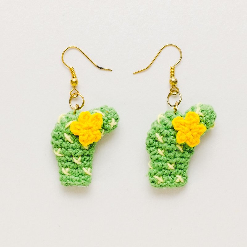 Earrings crochet fruit | The Cactus #007 - Earrings & Clip-ons - Cotton & Hemp Green