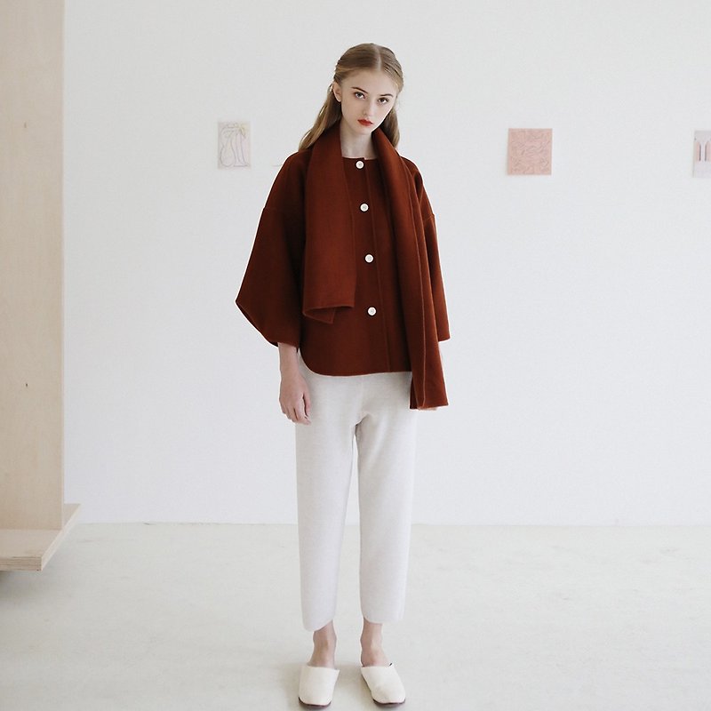 KOOW 100% Australian wool simple silhouette double-faced short coat - เสื้อแจ็คเก็ต - ขนแกะ 