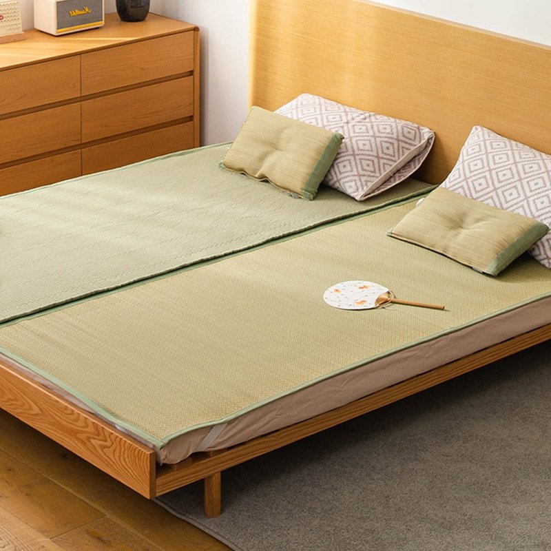 日本霜山 冬夏兩用可拆式天然藺草涼蓆/床墊-180x200cm - 其他 - 棉．麻 卡其色