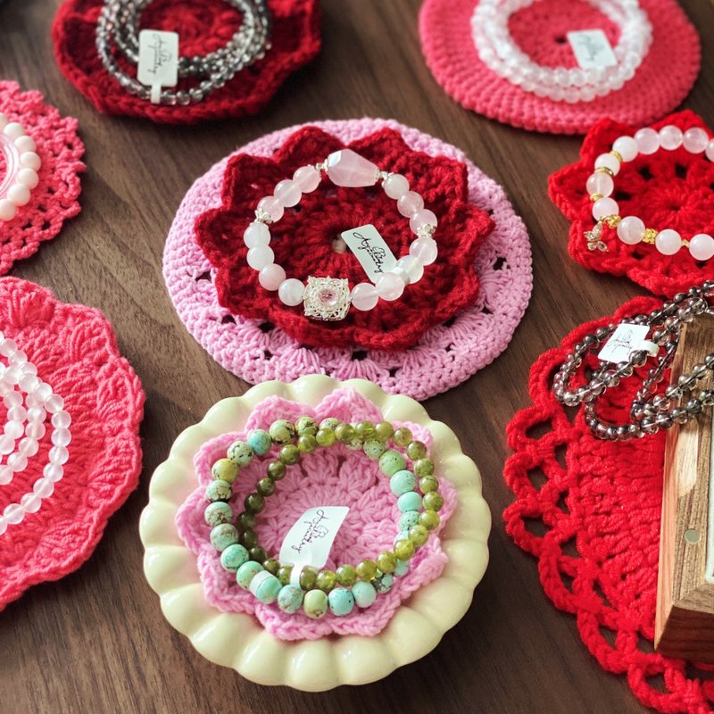 Amelia Jewelry丨Tees‧Jewelry Plate‧Coasters‧Placemats丨Handmade crochet yarn - ผ้ารองโต๊ะ/ของตกแต่ง - ผ้าฝ้าย/ผ้าลินิน 