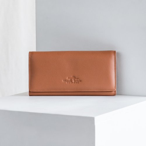 Thesis Crisis POPPY - MINIMAL WOMEN SOFT COW LEATHER LONG WALLET- BROWN/TAN