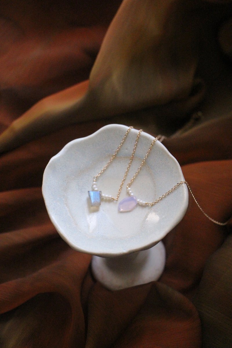 Botanical Summer Star Shard Necklace Labradorite Lavender Stone - Earrings & Clip-ons - Semi-Precious Stones 