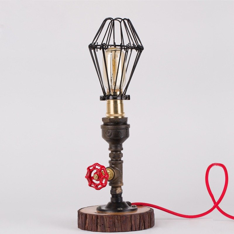 [Workshop] American industrial valve maker of wind fry home study lamp bedroom bedside lamp series Creative pipes retro decorative lamp - โคมไฟ - โลหะ สีนำ้ตาล