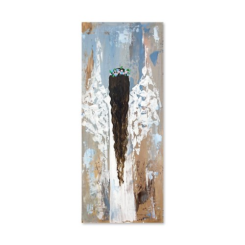 Tianaartlab Angel painting Guardian Angel Small painting Gift for mom