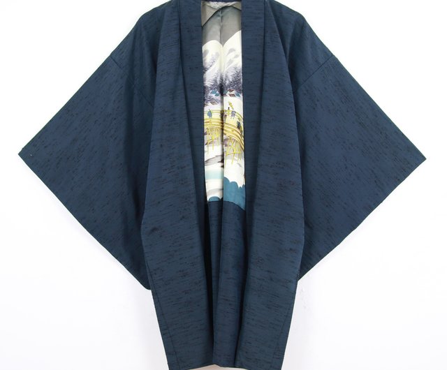 Back To Green 日本帶回男羽織手繪橋中景物vintage Kimono 設計館back To Green 男裝外套 Pinkoi