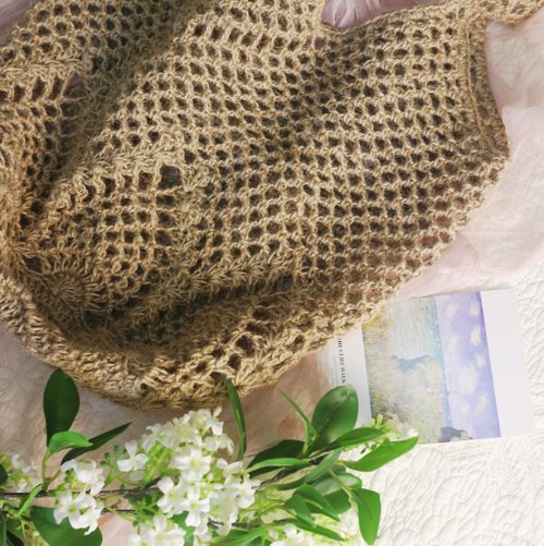 Espressowithyou 【現貨】Handmade手工編織/黃麻繩編織網袋/購物袋/肩揹包/麻繩包