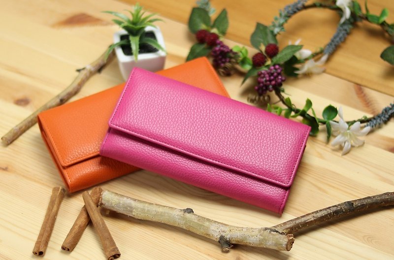 革職人 LEATHER FACTORY【ADRIA Long Wallet / Flap Clutch】Made in Japan - Wallets - Genuine Leather 