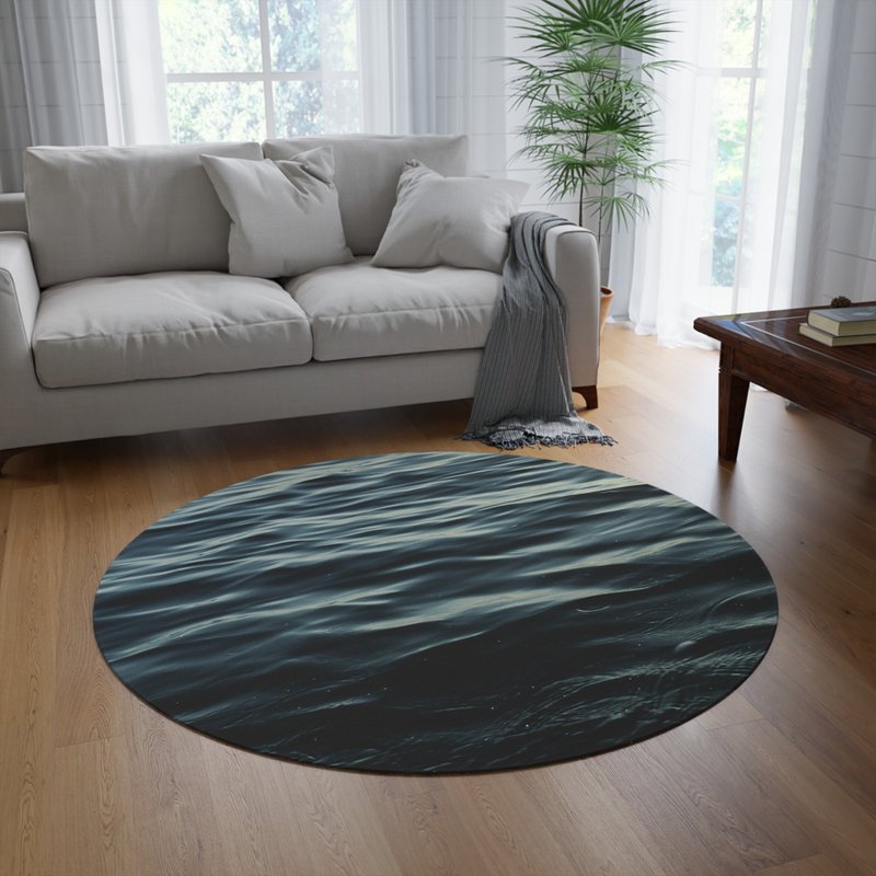 Round Deep Blue Sea Rug - gussurï - พรมปูพื้น - เส้นใยสังเคราะห์ หลากหลายสี