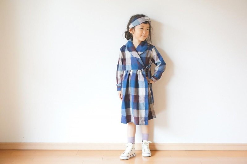 Cotton wool check Gown Coat 90size - その他 - コットン・麻 