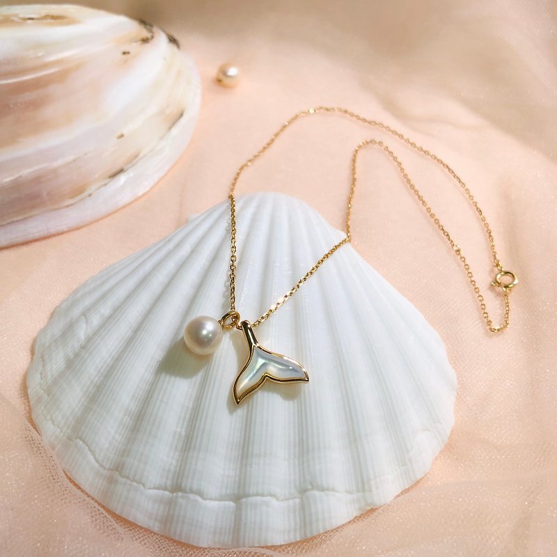 Mermaid Princess Series - Fishtail Natural Akoya Pearl Gold Necklace - Necklaces - Pearl 