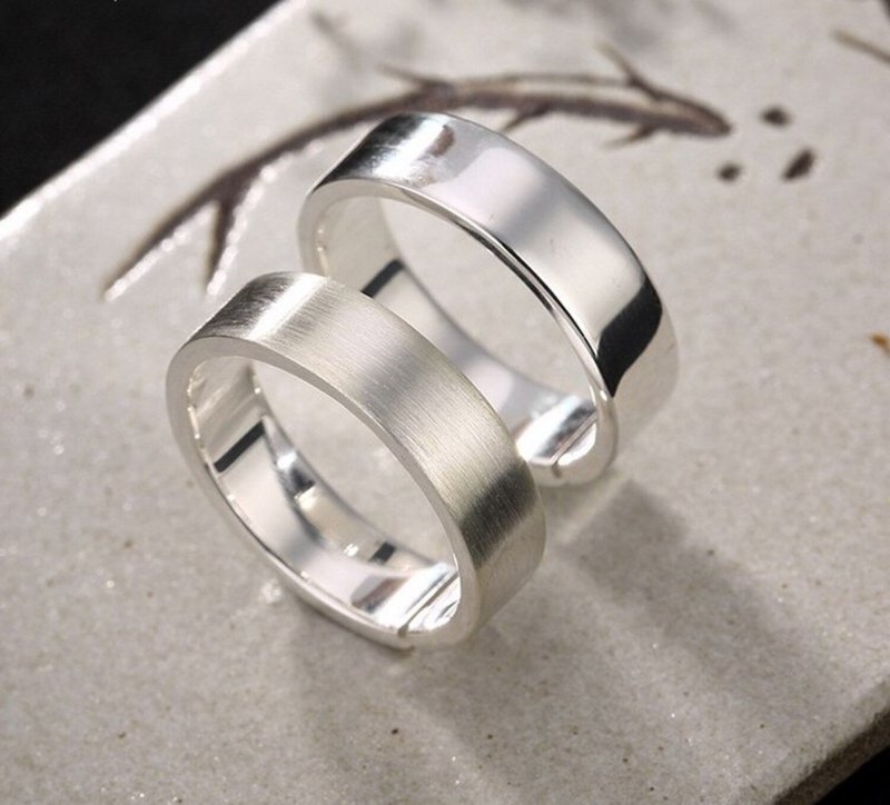 Real S 990 Fine Silver Unisex Glossy Finger Rings Men Handmade Ring Women Simple - General Rings - Silver Silver