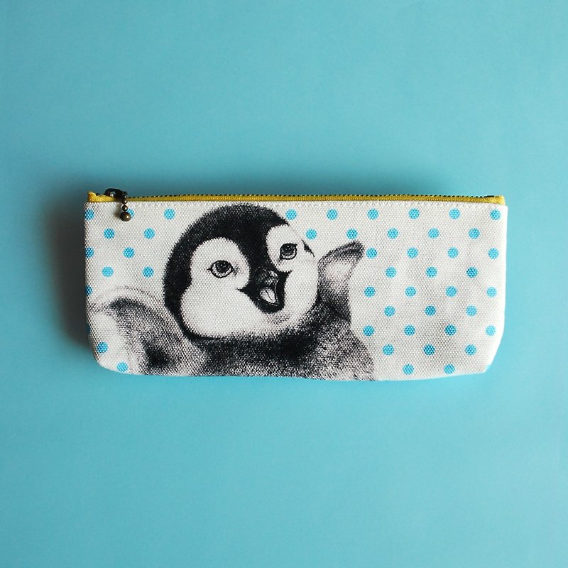 Have A Nice Day Penguin Pencil Case - Pencil Cases - Cotton & Hemp Gray