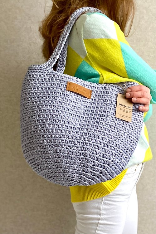 LunarCat PDF PATTERN Crochet XL TOTE BAG Pattern, DIY Crochet Bag
