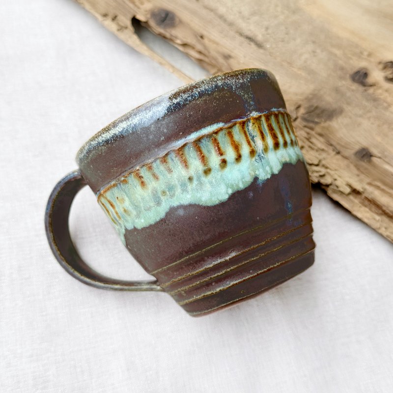 Purple Green Stone-Handmade Pottery Mug 340ml - Cups - Porcelain Purple