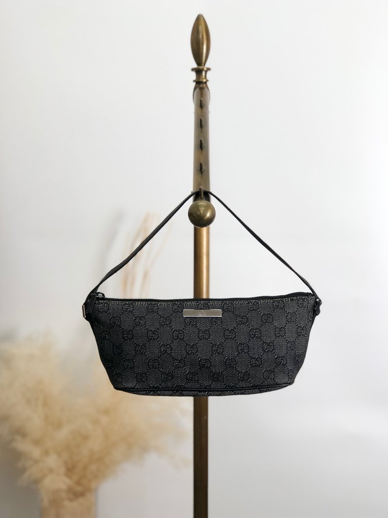【 日本直送　名牌中古包 】GUCCI グッチ GGキャンバス ハンドバッグ ブラック キャンバス アクセサリーポーチ vintage オールド bgyx5m - 手提包/手提袋 - 棉．麻 黑色