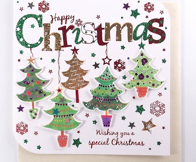 シャイニーカラフルなクリスマスツリーカード Ling Design Tp Card Christmas Series ショップ Hallmarkcards カード はがき Pinkoi