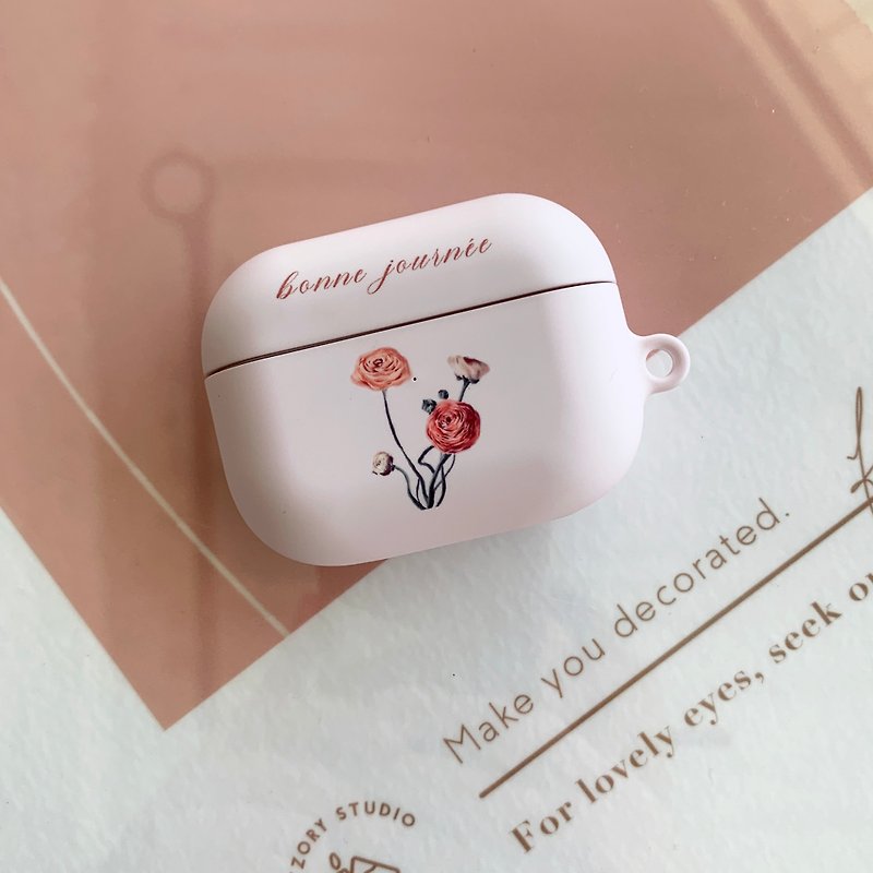 【FITZORY】花藝師 陸蓮法文款 | AirPods殼 - 耳機保護套/殼 - 塑膠 粉紅色