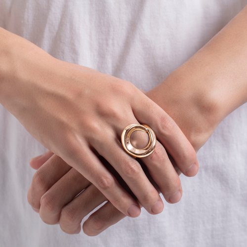 Majade Jewelry Design 寬版圓形男戒-不規則純銀黃金素戒-立體情侶銀戒-定情厚戒指-刻字