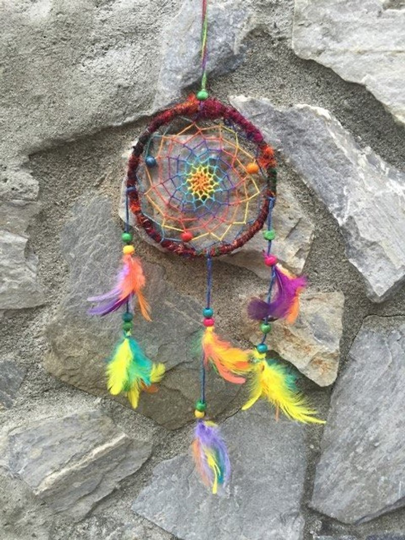 ✱ round Sari line feathers Dreamcatcher Charm ✱ (random shipments do not pick the color) - Items for Display - Cotton & Hemp Multicolor