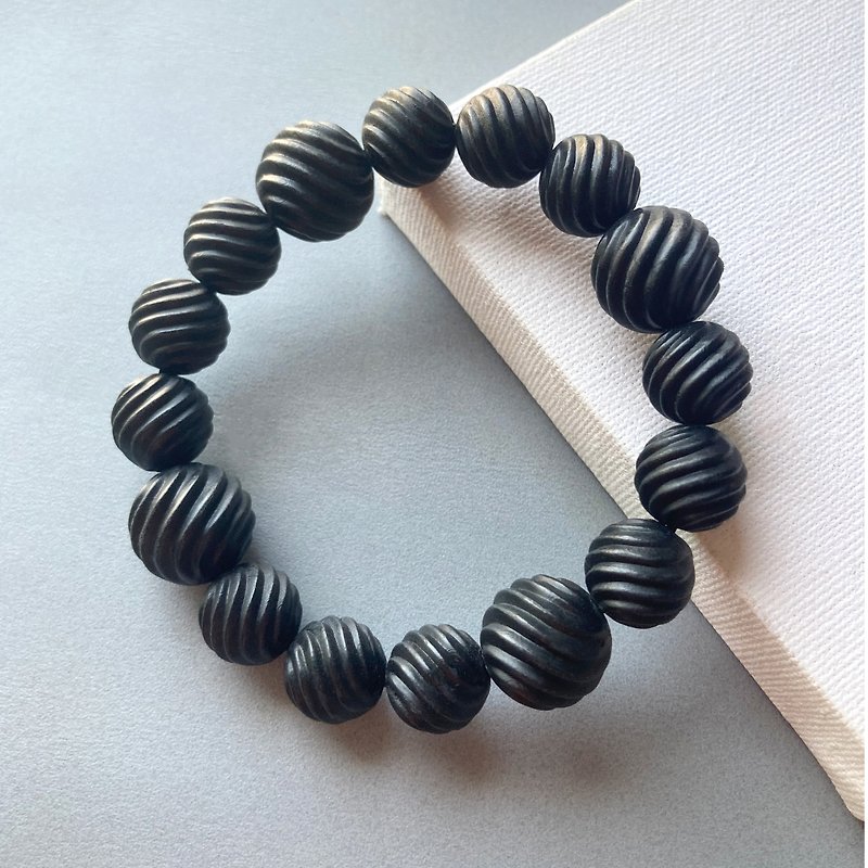 Spiral wave pattern 3D printing modeling bracelet - สร้อยข้อมือ - เรซิน สีดำ