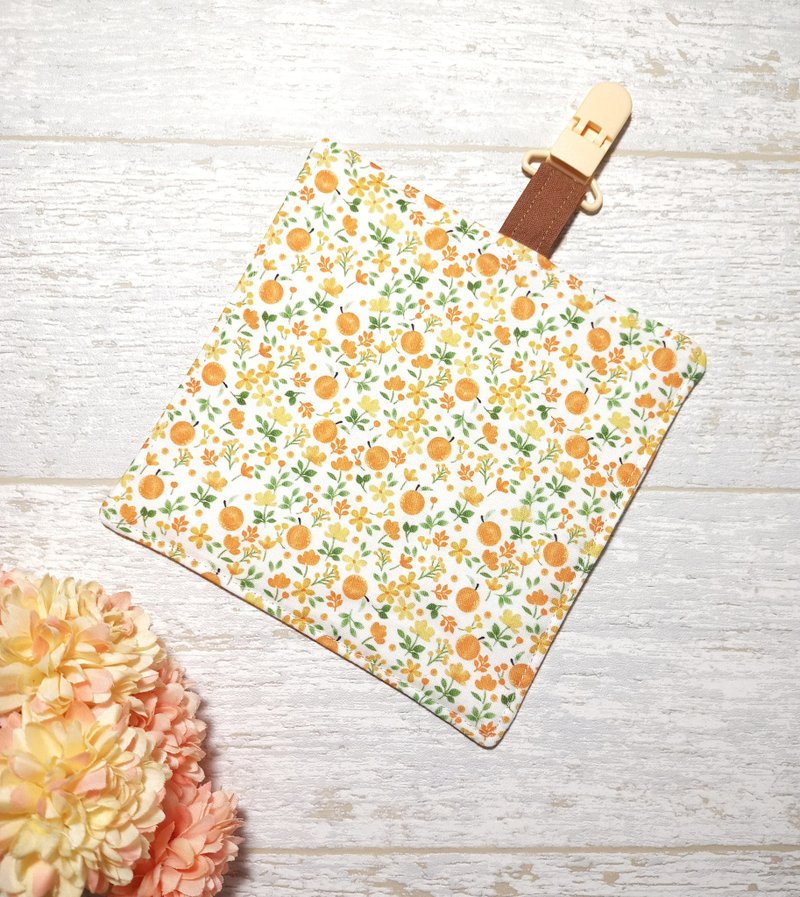 抗菌環保布料/純棉夾紗兒童手帕/手帕夾/擦手巾/小方巾-小蜜柑 - 手帕 - 棉．麻 多色